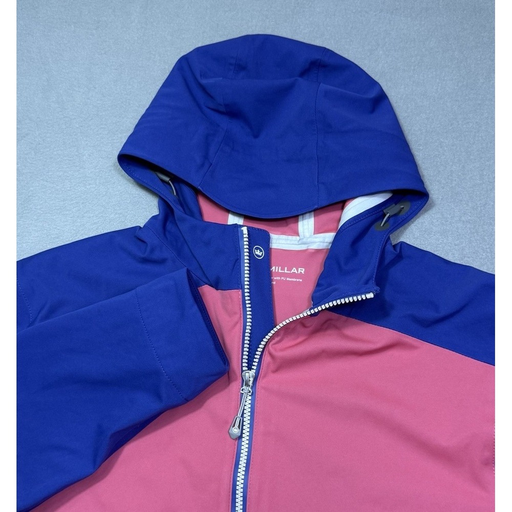 Peter Millar Jacket Mens M Hyperlight Link Hoodie Windproof Waterproof Pink Blue